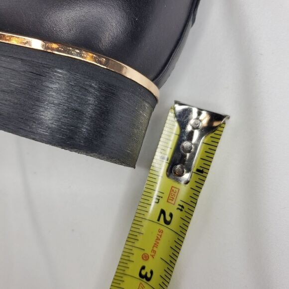 10 WANTED BLACK GOLD faux leather heeled zip BOOTS BOOTIES - Picture 8 of 13